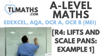 ALevel Maths R424 Lifts and Scale Pans Example 1 [upl. by Zaneta]