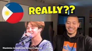 Reacting to BTS Speaking Tagalog on the Wings Tour in the Phillipines 😲 [upl. by Nitsud503]