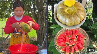 Country style do dessert pumpkin with watermelon recipe and eat  Amazing Cooking [upl. by Rudin260]