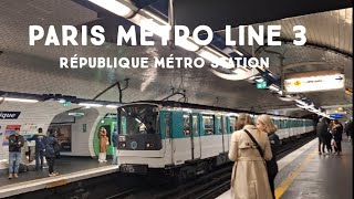 Paris MF67 M3  Paris Métro Ligne 3  MF 67 République  Paris Metro  Métro De Paris République [upl. by Onyx]