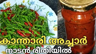 കാന്താരി മുളക് അച്ചാർ നാടൻ രീതിയിൽ Kanthari Achar Spicy achar [upl. by Anaugal]