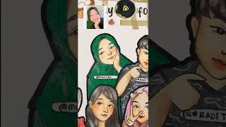 MENGGAMBAR WAJAH SUBS PAKAI HIJAB HIJAU CANTIK😱 artbytatae drawingmyfollowersdrawingmysubscriber [upl. by Eicyak]