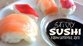 Simple trick to make sushi out of leftover rice How to make leftover rice sticky again [upl. by Ramilahs]