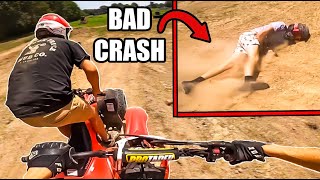 I RAN GARRET OVER FourWheeler VS Dirt Bike [upl. by Ijnek]