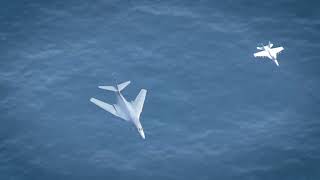 Supersonic B1 Bomber Flyover of 3 Nimitz Class Aircraft Carriers [upl. by Aretta]