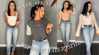 1 PAIR OF JEANS 4 DIFFERENT OUTFITS 1 PIECE MISSGUIDED PETITE CLOTHING HAUL [upl. by Hinda883]