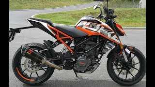 Présentation KTM 125 DUKE 20172018 Son du silencieux AKRAPOVIC Phase de rodage [upl. by Cherian]