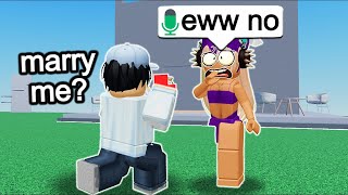 PROPOSING To Random EGIRLS In Roblox VOICE CHAT [upl. by Aivonas814]