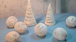 DIY String Ornaments balls and trees [upl. by Hploda]