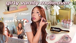 VANITY TOUR  TRANSFORMATION 🩰✨ satisfying organization aesthetic makeup collection [upl. by Alicia]