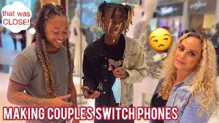 Making Couples Switch Phones Loyalty Test 💔 Public Interview [upl. by Auhsuoj373]