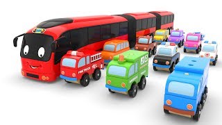 Learn Colors with Street Vehicles Toys and Toy Bus for Kids [upl. by Olracnaig]