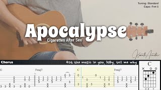 Apocalypse  Cigarettes After Sex  Fingerstyle Guitar  TAB  Chords  Lyrics [upl. by Klarrisa287]