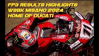 FP3 WSBK misano 2024 Ducati stronger at home Gardner the best of Yamaha [upl. by Htebilil]