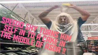 speedo shy turns him self in to a cake in the middle of asda Speedoshy prank comedy viralvideo [upl. by Hgielyak]