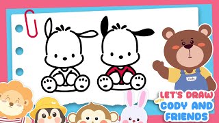 DrawingampColoring Pochacco a cute puppy from Sanrio  for kid and toddlers [upl. by Nealey334]