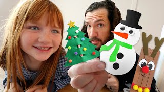 CHRiSTMAS CRAFTS with Adley and Dad How to make Paper Snowflakes Tree Decorations amp Snowman diy [upl. by Zane]