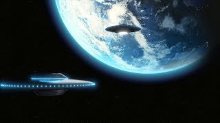 UFO stock footage Alien invasion over earth 100s of CGI flying saucers [upl. by Lesirg]