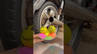 Bike Silencer vs emoji Holi colour 😅👍 funny experiment shortsviral automobile ytshorts [upl. by Epoillac]