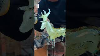 Making a glazed white deer  Liulige glass blowing liuli fused Crafts [upl. by Oric]