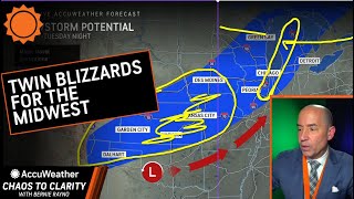 Twin Blizzards For the Midwest  AccuWeather [upl. by Eniamret]