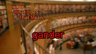 What does gander mean [upl. by Lilhak]