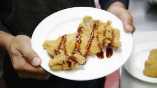 Behind the Food Carts PorkChicken Katsu Recipe by JapaCurry [upl. by Ahcatan294]