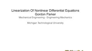 Linearization of Nonlinear Differential Equations [upl. by Tjader]