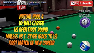 Virtual Pool 4  10Ball Career  US Open 1st Round  Can we start with a win [upl. by Gnouhc]