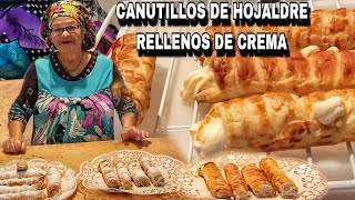 CANUTILLOS ESPECTACULARES DE HOJALDRE RELLENOS DE CREMA PASTELERA Y CRUJIENTES👵 María la pastelera [upl. by Berke]