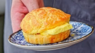 Pineapple Buns  How to Make Hong Kong Bakerystyle Bolo Bao 冰火菠萝油 [upl. by Essilem]