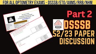 DSSSB Optometry 2023 solved paper PART 2 optometry eto dsssb optometrist [upl. by Neron]