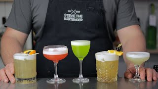 5 x Classic Sour Cocktail Recipes Whiskey Aperol Midori Amaretto amp Pisco Sour [upl. by Derby]