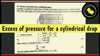 Excess of pressure for a cylindrical drop [upl. by Jephthah]