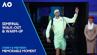 Zverev v Medvedev  Semifinal WalkOut amp WarmUp  Australian Open 2024 [upl. by Yoj842]