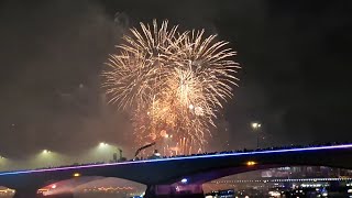 LONDON NYE FIREWORKS 2023  RED AREA VIEW EMBANKMENT  NORTH SIDE OF RIVER THAMES [upl. by Brooking661]