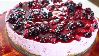 CHEESECAKE AI FRUTTI DI BOSCO SENZA COTTURA  No bake Mixed Berry Cheesecake [upl. by Nyladnarb]