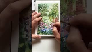 Aquarelle paysage facile  peindre une forêt à l’aquarelle 🌳 avec le fluide de masquage [upl. by Laeynad]