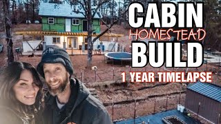 1 YEAR TIMELAPSE Couple Builds Cabin Homestead Debt Free  2023 Review [upl. by Ollopa]