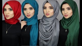 4 Simple Hijab Styles Using Pashmina Scarves [upl. by Plank52]