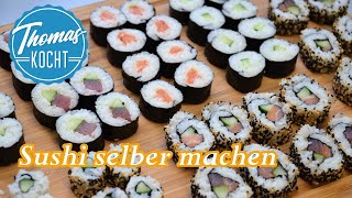 Sushi selber machen  den perfekten Reis kochen  Maki und California Roll  Thomas kocht [upl. by Blane]