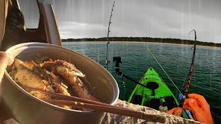 Rain Squall Fishing W Crispy Skin Snapper  Catch n Cook [upl. by Nirra]