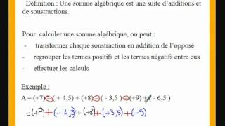 4eme cours de maths sur la somme algebrique de nombres relatifs [upl. by Adniles78]