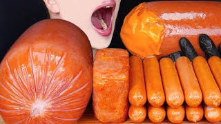 ASMR GIANT CHEESY SAUSAGE SPAM SPICY FIRE SAUCE COOKING MUKBANG 대왕 소세지 스팸 먹방 咀嚼音 Sosis EATING SOUNDS [upl. by Ytineres]