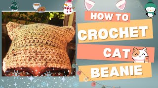 Easiest quick crochet cat 🐱 beanie tutorial  under 1 hour crochet idea 💡 [upl. by Gilbertson344]