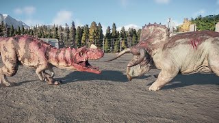 Nasutoceratops Vs Ceratosaurus Jurassic World Evolution 2 [upl. by Yrehcaz]