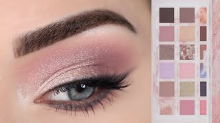 Soft Pink Eyeshadow Tutorial  Huda Beauty Rose Quartz Eyeshadow Palette [upl. by Darahs]