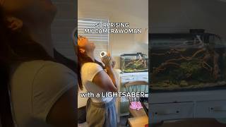 Surprising my CAMERAWOMAN with a LIGHTSABER from rxsabers starwars starwarslightsaber lightsaber [upl. by Bucella]