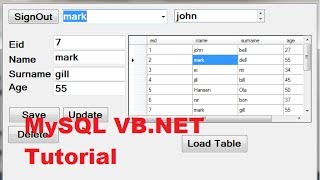 MySQL VBNET Tutorial 13  Display selected row from datagridview to TextBox [upl. by Haney]