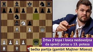 Žrtva 2 topa i lovca je nedovoljna da spreči poraz u 13 poteza  bečka partija Majtner Mizes gambit [upl. by Eileen134]